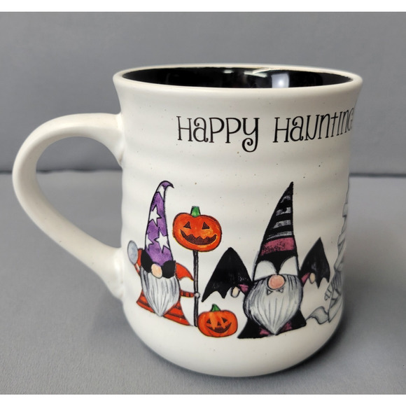 Cobwebs & Cauldrons Happy Haunting Gnomes Mug Coffee Cup Costumes 16oz Ribbed - Picture 1 of 10